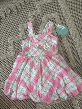 NWT Little Sleepies Springtime Plaid Bow Bubble Dress